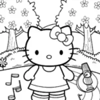Hello Kitty in the music garden