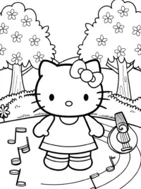 Hello Kitty in the music garden