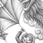 Huggy Wuggy flying a dragon kite