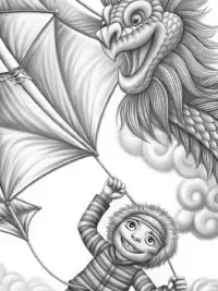 Huggy Wuggy flying a dragon kite