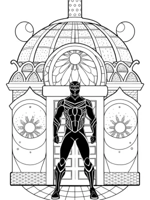 Black Panther at the Galactic Observatory coloring pages