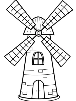 Wednesday Addams in a windmill coloring pages
