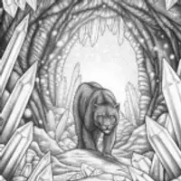 Black Panther in a crystal cavern