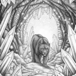 Black Panther in a crystal cavern
