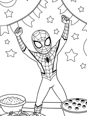Miles Morales at the cosmic food festival coloring pages