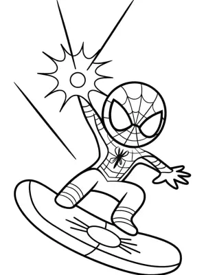 Miles Morales on an enchanted skateboard coloring pages