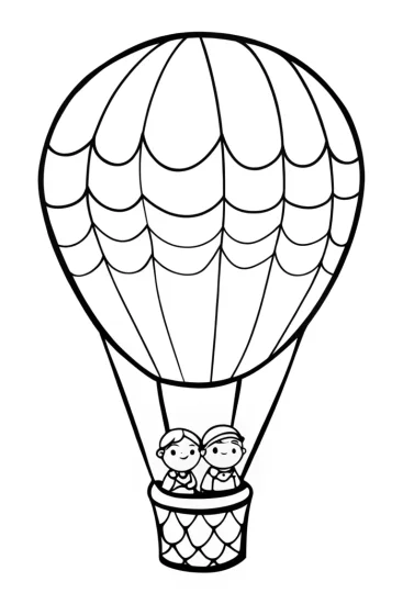 A coloring page of Demon Slayer balloon adventure