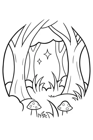 A coloring page of Venom in an enchanted forest