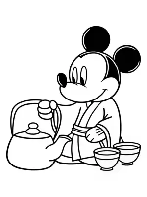 Mickey Mouse tea ceremony coloring pages