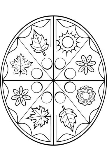 A coloring page of Mandala of the four seasons