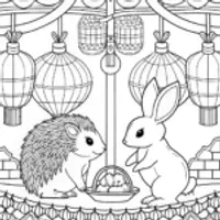 Hedgehog and rabbit spring festival