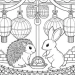 Hedgehog and rabbit spring festival