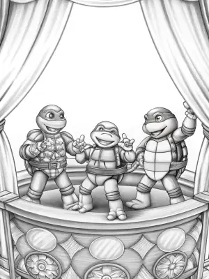 Teenage Mutant Ninja Turtles puppet show coloring pages
