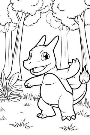 Charizard dancing in the forest coloring pages