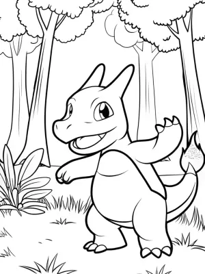 Charizard dancing in the forest coloring pages