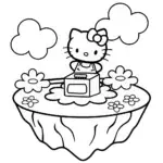 Hello Kitty baking on a floating island