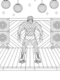 Hulk roller skating at disco