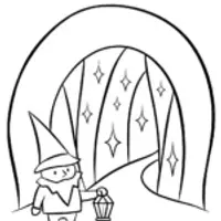 Gnome exploring a crystal cavern