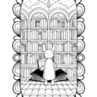 Mewtwo exploring a magical library