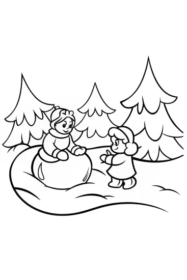 A coloring page of Belle and the Beast winter fun