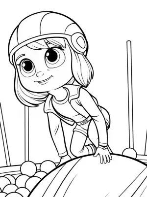 JJ bouncing on a giant gumdrop coloring pages