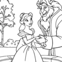 Belle and Beast by the crystal pond