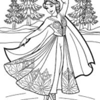 Elsa dancing on a frozen lake