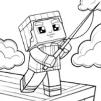 Minecraft character fishing for clouds