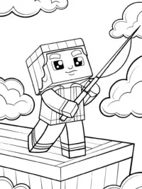 Minecraft character fishing for clouds