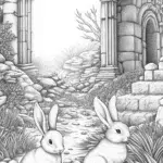 Bunnies exploring ancient ruins