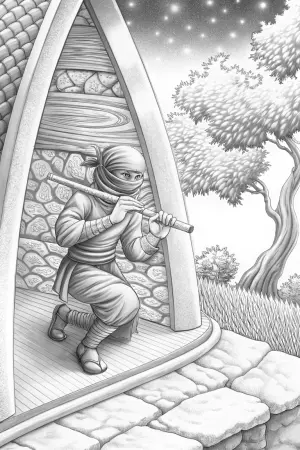 Ninja on a music quest coloring pages