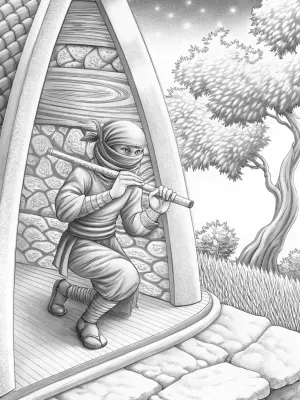 Ninja on a music quest coloring pages