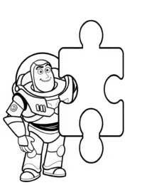 Buzz Lightyear solving a puzzle