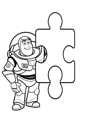 Buzz Lightyear solving a puzzle coloring pages