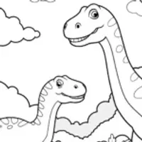 Dinosaurs painting clouds