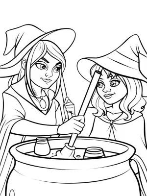 Witches potion duel coloring pages