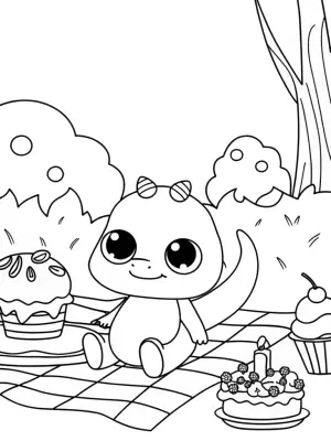 Axolotl’s enchanted picnic coloring pages