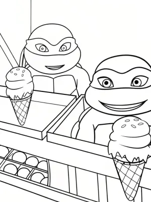 Teenage Mutant Ninja Turtles ice cream parlor coloring pages