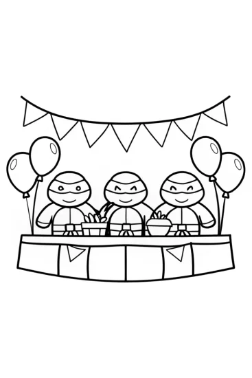A coloring page of Teenage Mutant Ninja Turtles festival