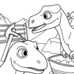 Dinosaurs sculpting at a quarry