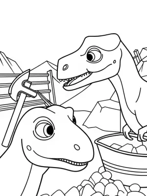 Dinosaurs sculpting at a quarry coloring pages