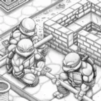Ninja Turtles building a city