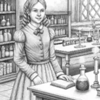 Wednesday Addams in a laboratory
