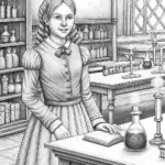 Wednesday Addams in a laboratory