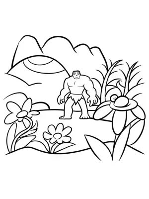 Hulk’s alien wildlife exploration coloring pages