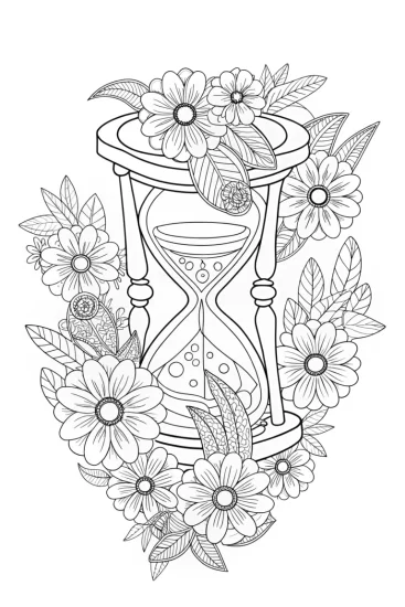 A coloring page of Flowers around a time capsule