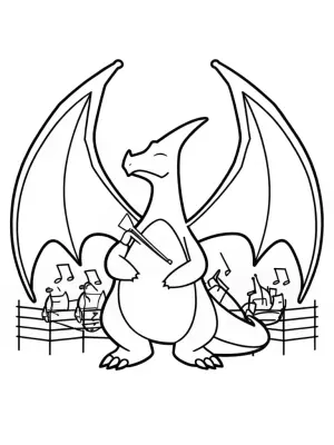 Charizard conducting an orchestra coloring pages