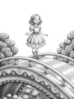 Cupcake Chic on a rainbow bridge coloring pages