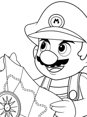 Mario’s treasure map adventure coloring pages