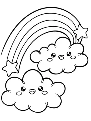 Cute cloud creatures parade coloring pages